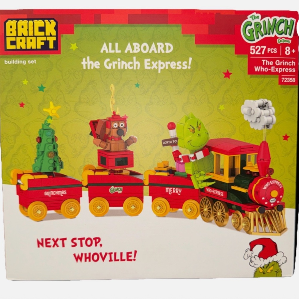 Dr. Seuss GRINCH The Grinch Who-Express Train Building Set 527 PCS Brickcraft
